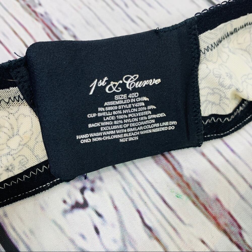 1st & Curve cream black bra floral with lace 40D - Picture 11 of 11